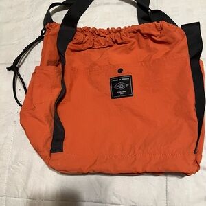 Vibrant Orange Tote with Black Straps